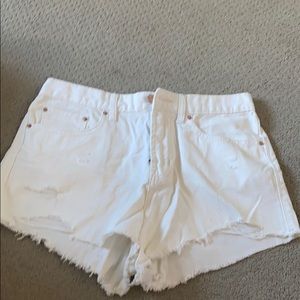 BDG Girlfriend High Rise White Jeans Shorts